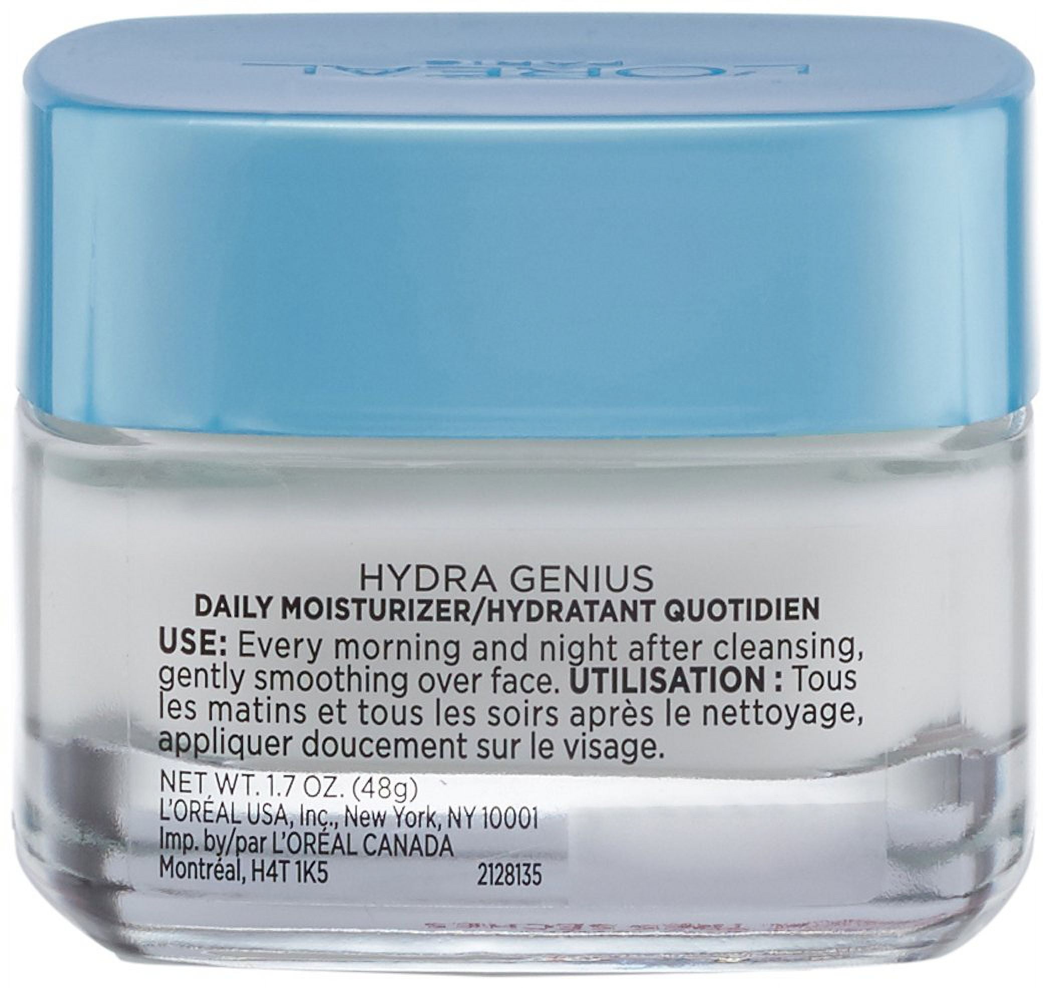 L'Oreal Paris Hydra Genius Soin Hydratation Jour & Nuit Hydrater Avec Eau D'Aloes & Hyaluronique, Peau Extra Seche, 50 ML