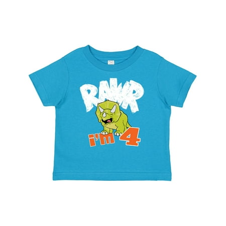 

Inktastic RAWR I m 4! Baby Triceratops Gift Toddler Boy or Toddler Girl T-Shirt