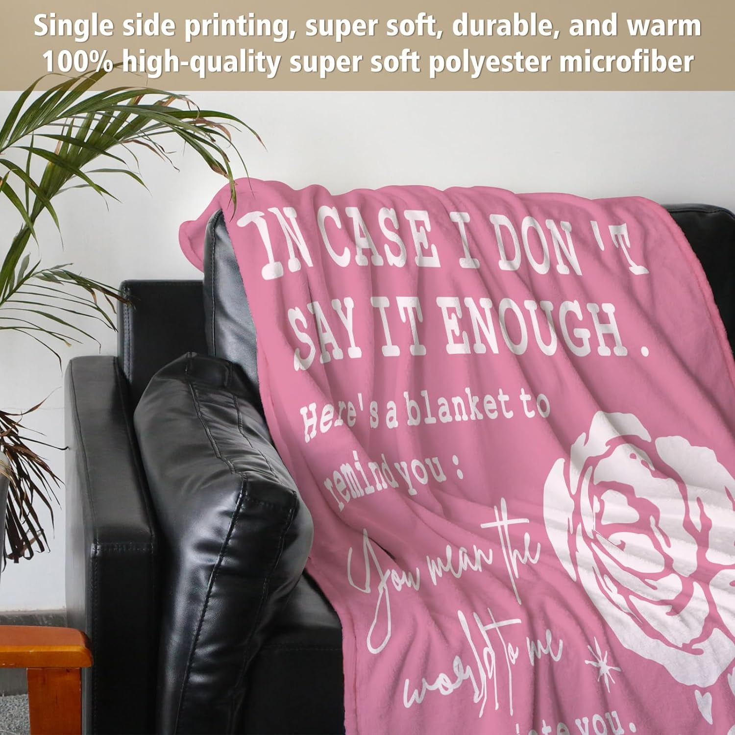 Afterprints Romantic Gifts for Her Girlfriend Wife I Love You Blanket Anniversary Christmas Birthday Gifts for Women Soft Throw Blankets with Rose Print 50” x 60''