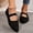 Black, variant on Womens Pointed Toe Flats for Work & Everyday | Mary Jane Rhinestone Shoes | Elastic Strap, Comfort Cushion, Velvet Flock Upper | Black (5.5,6,6.5,7,7.5,8.5,9,9.5),Size 7