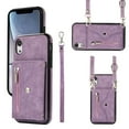 thumbnail image 1 of ELEHOLD Crossbody Wallet Case For iPhone XS/X,with RFID Card Slots Zipper Pocket Kickstand Function Shockproof Purse Case with Detachable Shoulder Strap,Purple, 1 of 7