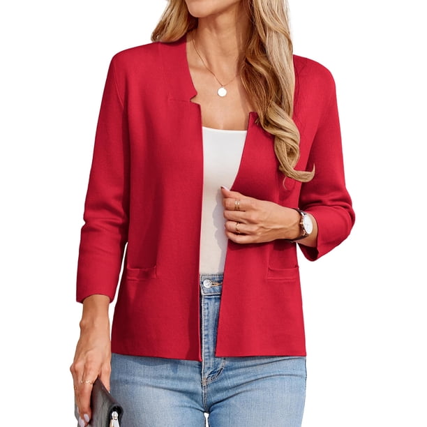 Jersey Blazer GRACE KARIN de punto ligero para mujer, color rojo S