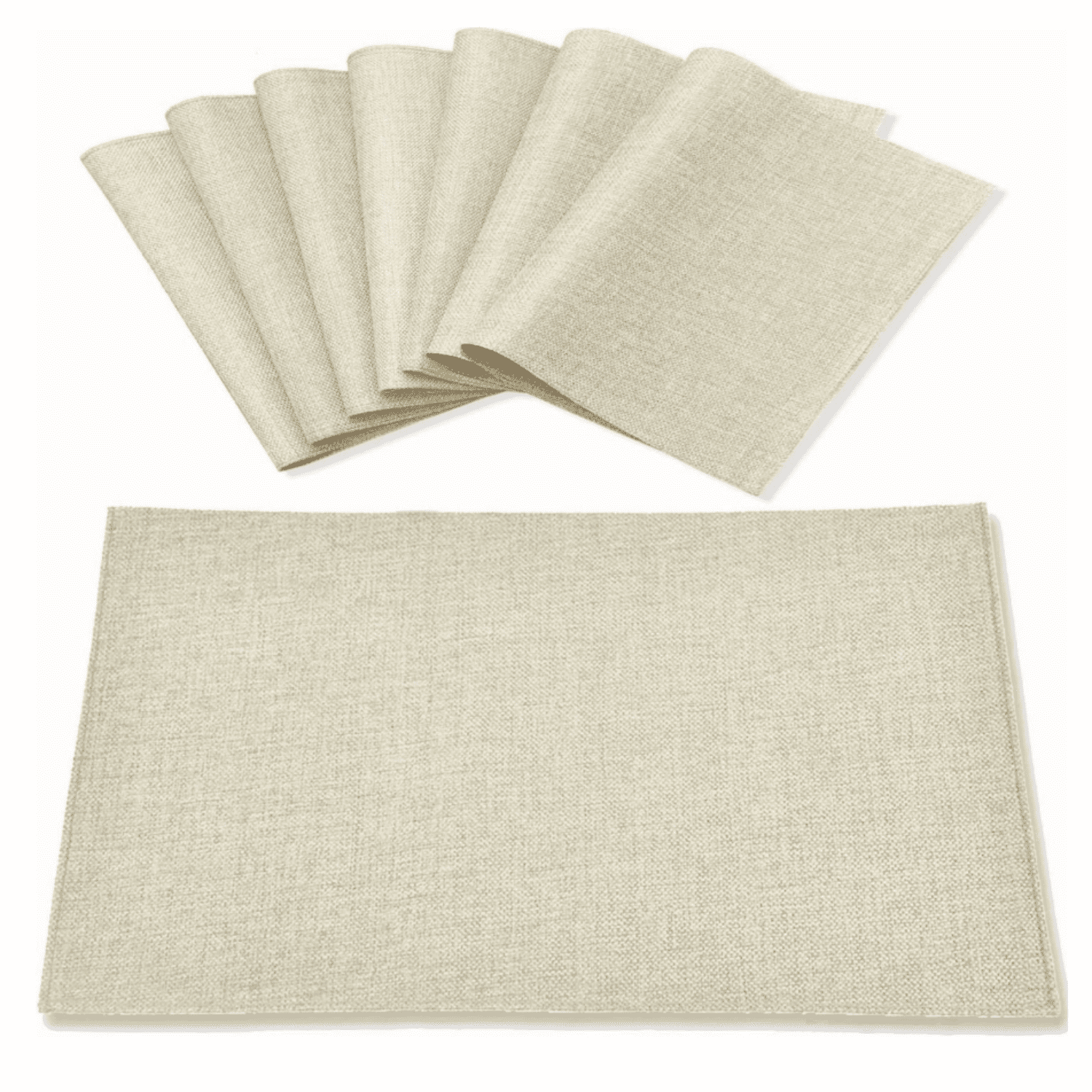 Cloth Placemats Set of 8, Linen Type Fabric Placemats Mac Placemats Heat Resistant Placemats Wrinkle Free Thick Polyester Kitchen Place Mats for Dining Table (Beige)