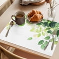 thumbnail image 3 of Summer Green Leaves Placemats Set of 4 Simple Eucalyptus Branch Plants Place Mats Indoor Wipeable Table Mats Washable Cloth Dining Table Placemats for Kitchen Holiday Party Home Decor 13x19 Inch, 3 of 9