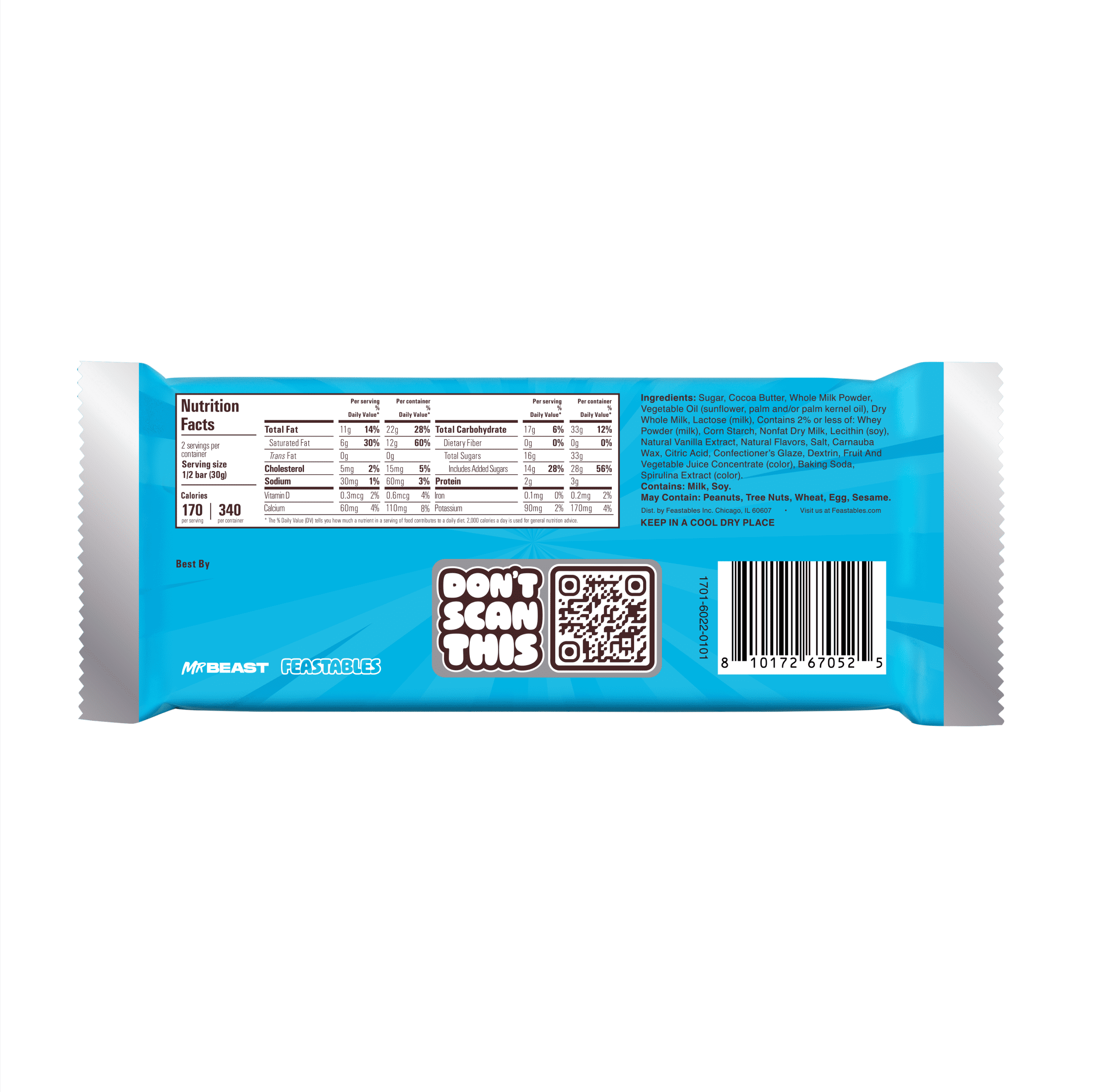 Feastables MrBeast Birthday Batter Bar, 2.1 oz (60g), 1 Count