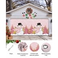 thumbnail image 2 of Garage Door Banner Cover 7 x 8 ft, Pink Christmas Snowman with Hat Xmas Tree Snowflake Christmas Garage Door Decorations Holiday Christmas Backdrop Decor for Winter New Year Xmas Party, 2 of 6