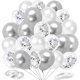thumbnail image 1 of Globo Plateado MACHAO 60 Piezas globos de confeti helio plateado para bodas cumpleaños, 1 of 5
