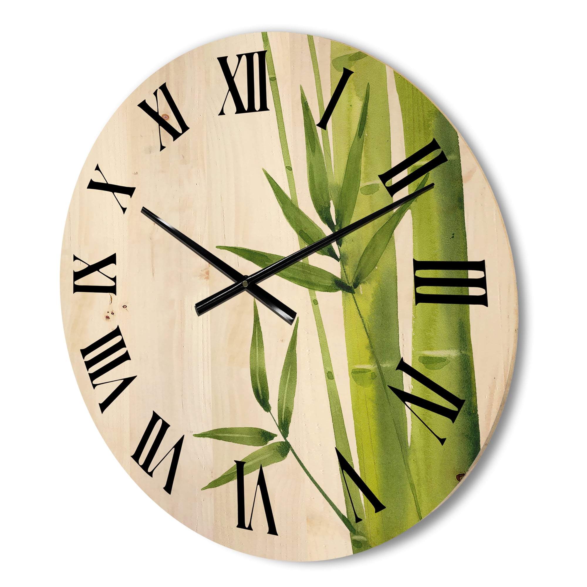 Designart 'The Forest of Bamboo Branches V' Tropical Wood Wall Clock