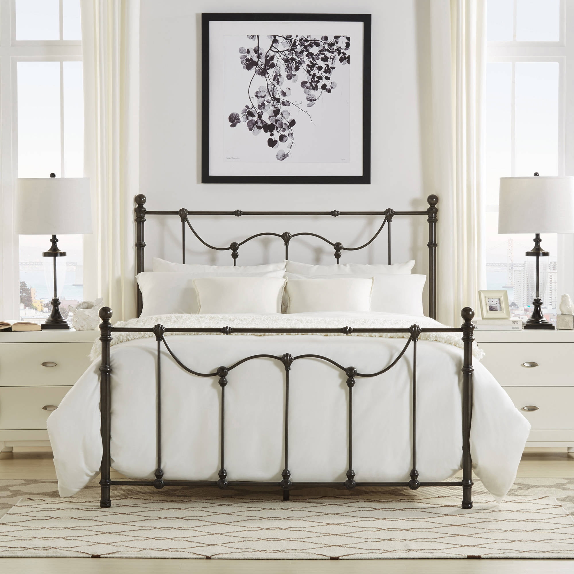 Weston Home Ryde Metal Queen Bed, Bronzed Black