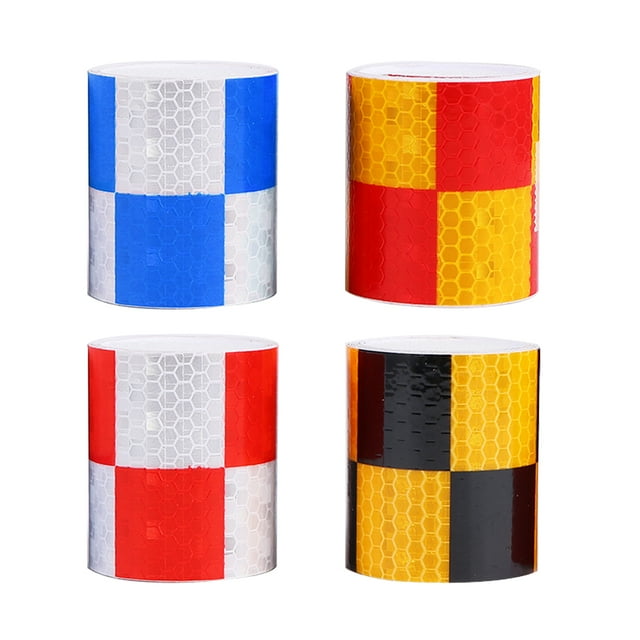 EeaseCA 4 Rolls Reflective Safety Tape Car Train Warning Tape Reflective Strip Noctilucence Stickers for Car