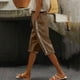 thumbnail image 2 of Pantalones de la Cintura Elástica de las Mujeres Medio Pantalones Cortos Botones de la Cintura Elástica de Verano Lino Bolsillos Pantalones, Lino de Algodón, 2 of 9