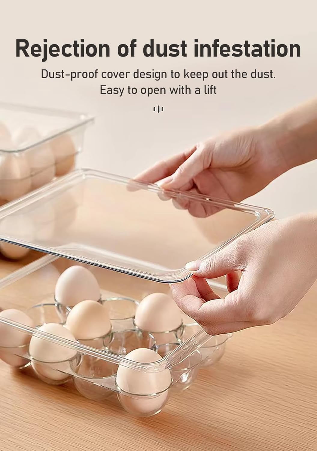 Egg Holder for Refrigerator,12 Eggs Container for Refrigerator,Egg Dispenser&Egg Storage Box for Fridge,Clear Plastic Egg Storage Container