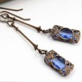 thumbnail image 5 of 1 par de pendientes colgantes brillantes con forma de piercing, regalo con dije de circonita cúbica, pendientes largos colgantes, joyería de fiesta, azul, 5 of 5