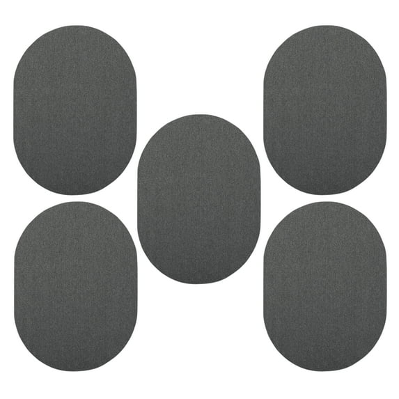 Furnish My Place Modern Indoor/Outdoor Commercial Solid Gray Rug, Modern Area Rug, Baby Nursery Mat, Pet-Friendly Carpet for Living Room, Playroom, Made in USA, 2' x 3' Oval - Set of 5