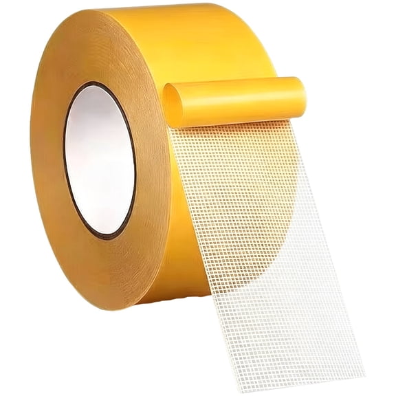 Heavy-Duty Double-Sided Tape, Waterproof Strong Grid Tape, 65.6 ft x 2.0 in Adhesive Double Sided Mesh Tapes for Rug Carpet Fixing, Office DIY, No Leftover High Strength Bonding