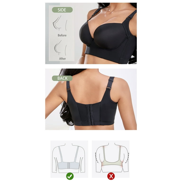 VOOPET Plus Size Push Up Bras Women Deep Cup Bra Hide Back Fat Underwear  Shaper Incorporated Full Back Coverage Lingerie 