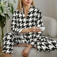 thumbnail image 6 of Haiem Houndstooth Black And White Pattern Women’s Long-sleeve Sleepwear,Sleepwear Set,2-piece Loungewear Set,Soft PJs Comfy Nightwear with Pockets-X-Large, 6 of 7