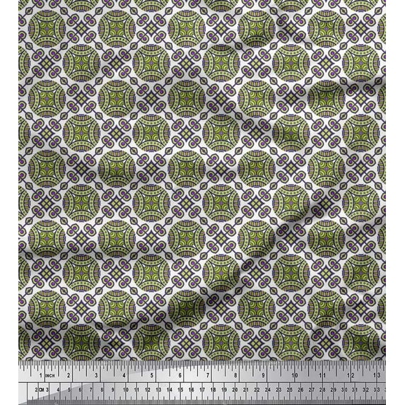 Soimoi Cotton Duck Fabric Geometric & Mandala Kaleidoscope Print Fabric by The Yard 42 Inch Wide