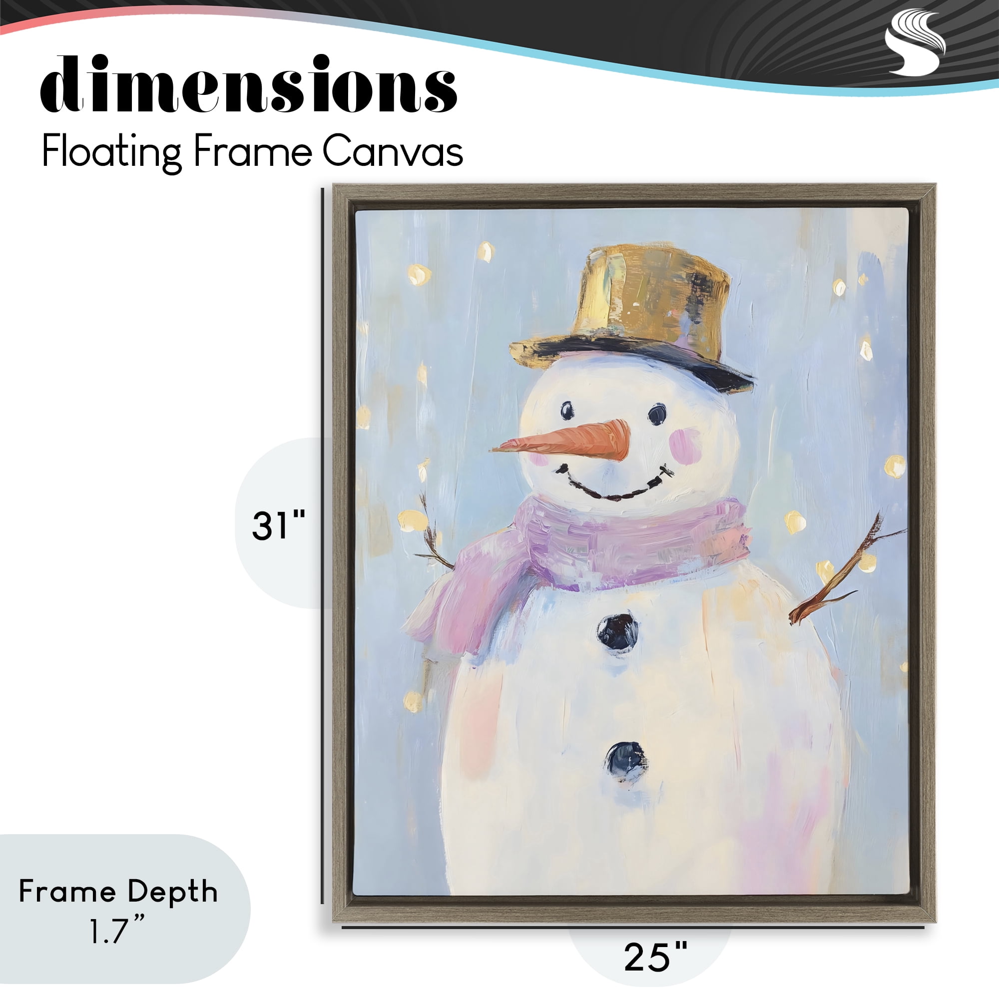 Stupell Industries Cheerful Pastel Snowman Brown Framed Floater Canvas Wall Art, design by The Prints Vibe