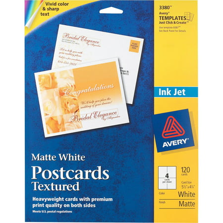 Avery Printable Cards, Inkjet Printers, 120 Cards, 4.25 x 5.5, Heavyweight, Textured (3380)