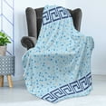 thumbnail image 4 of Aqua Soft Flannel Fleece Throw Blanket, Antique Greek Border Mosaic Tile Squares Abstract Swimming Pool Design, Cozy Plush for Indoor and Outdoor Use, 50" x 60", Pale Blue Navy Blue, by Ambesonne, 4 of 5
