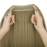 Youloveit Hair Miracle Wire Hair Extensions - Invisible Hidden Elastic Miracle Wire Secret Hairpiece for Women Synthetic Straight Hair Extensions, Ash Brown 8#, 22 Inch