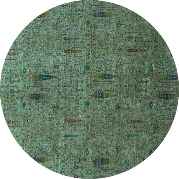 Ahgly Company Indoor Round Abstract Light Blue Modern Area Rugs, 3' Round