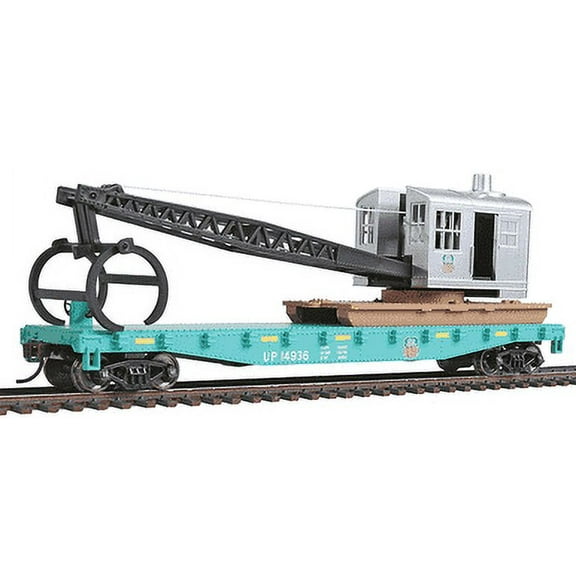 Flatcar with Logging Crane - Ready to Run -- Union Pacific(R) (green, black)