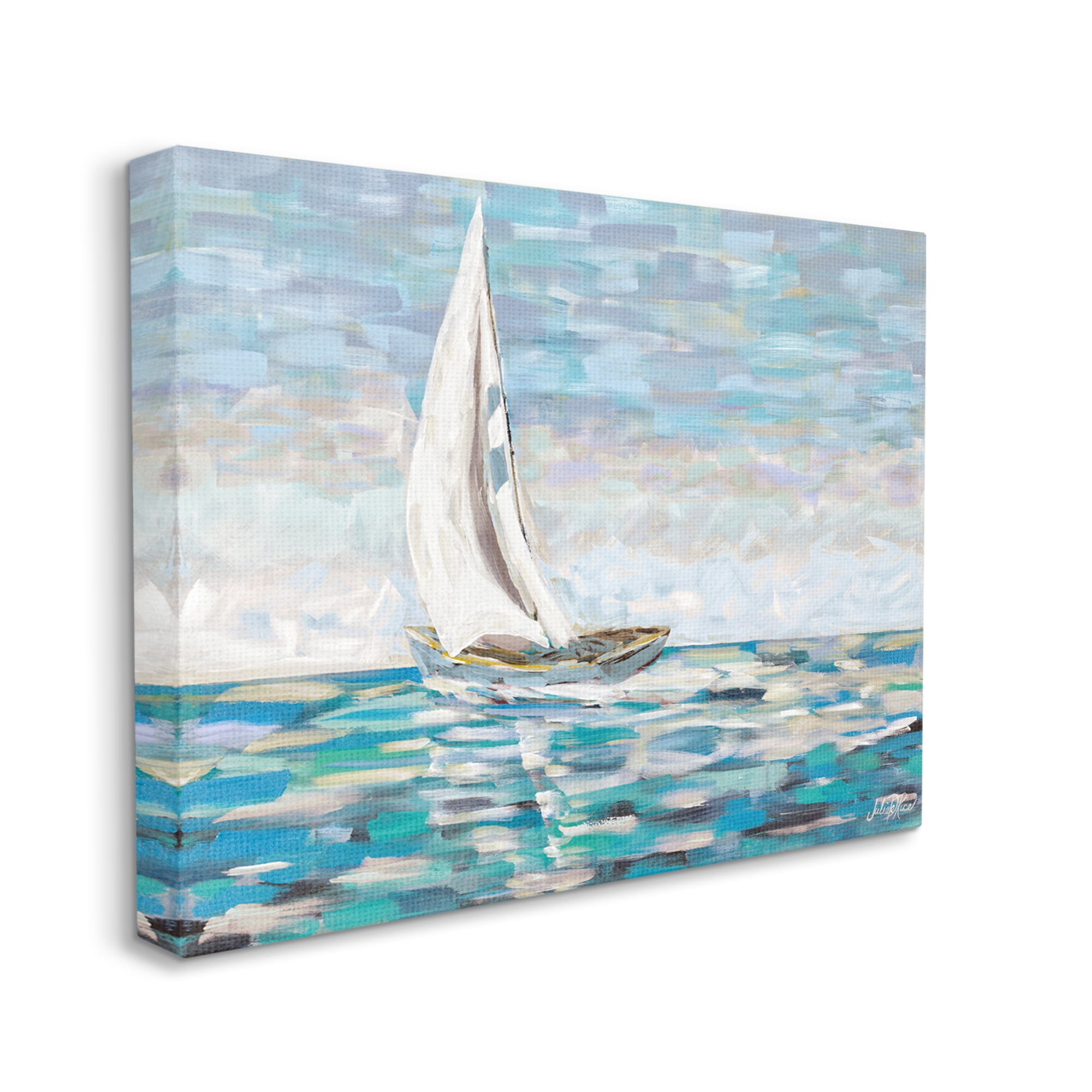 Stupell Industries Abstract Sailboat Painting Transportation Painting Gallery Wrapped Canvas Print Wall Art, 48 x 36