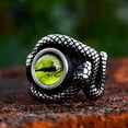 thumbnail image 2 of PAMTIER Men's Stainless Steel Vintage Domineering Ghost Devil's Eye Round Cut Bloody Yellow Gemstone Snake Biker Ring Statement Band Silver Size 13, 2 of 5