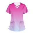 thumbnail image 3 of Aofany Flash Picks! Womens Nursing Scrub Tops Working Uniform Short Sleeve V Neck Workwear Blouse T-shirt with Pockets, 3 of 4