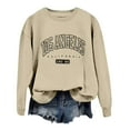 thumbnail image 1 of WEAIXIMIUNG Sweat à Rayures pour Femmes 3X Nouveau Pull à Col Rond Imprimé Lettres Manches Longues Chandail à Capuchon, 1 of 6