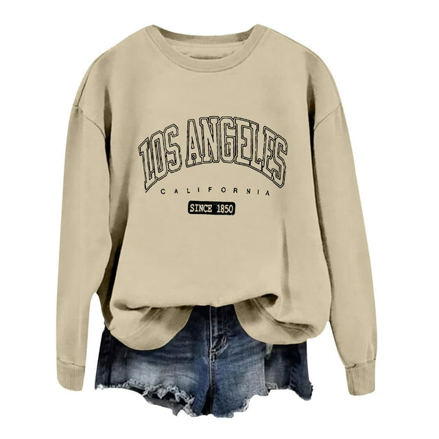 WEAIXIMIUNG Sweat à Rayures pour Femmes 3X Nouveau Pull à Col Rond Imprimé Lettres Manches Longues Chandail à Capuchon