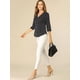 thumbnail image 3 of Top de blusa de oficina vintage con botones de manga 3/4 y lunares para mujer Negro XL, 3 of 6