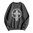 thumbnail image 4 of Arlun Christian Sweatshirt for Women Jesus Faith Trendy Leopard Cross Graphic Printed Pullover Tops Long Sleeve Crewneck Loose Cozy Religious Cute Y2K Sweatshirt Dark Gray S, 4 of 4