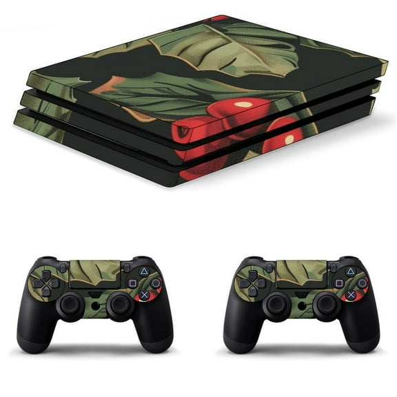 Decal Skin for PS4 Slim / PS4 Pro / PS4, Whole Body Vinyl Sticker Cover for Playstation 4 Console and Controller (Christmas plants-1)