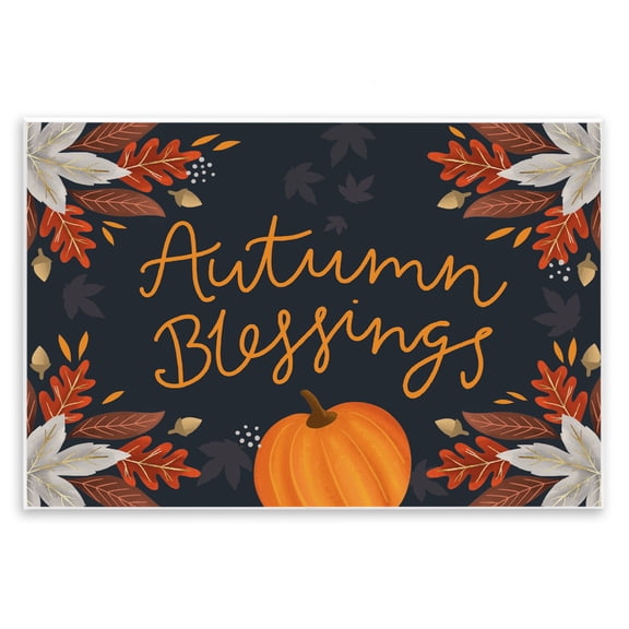 Stupell Industries French Country Autumn Blessings Fall Leaves Pumpkin Wall Plaque Art, 19 x 13, by Louise Allen Designs