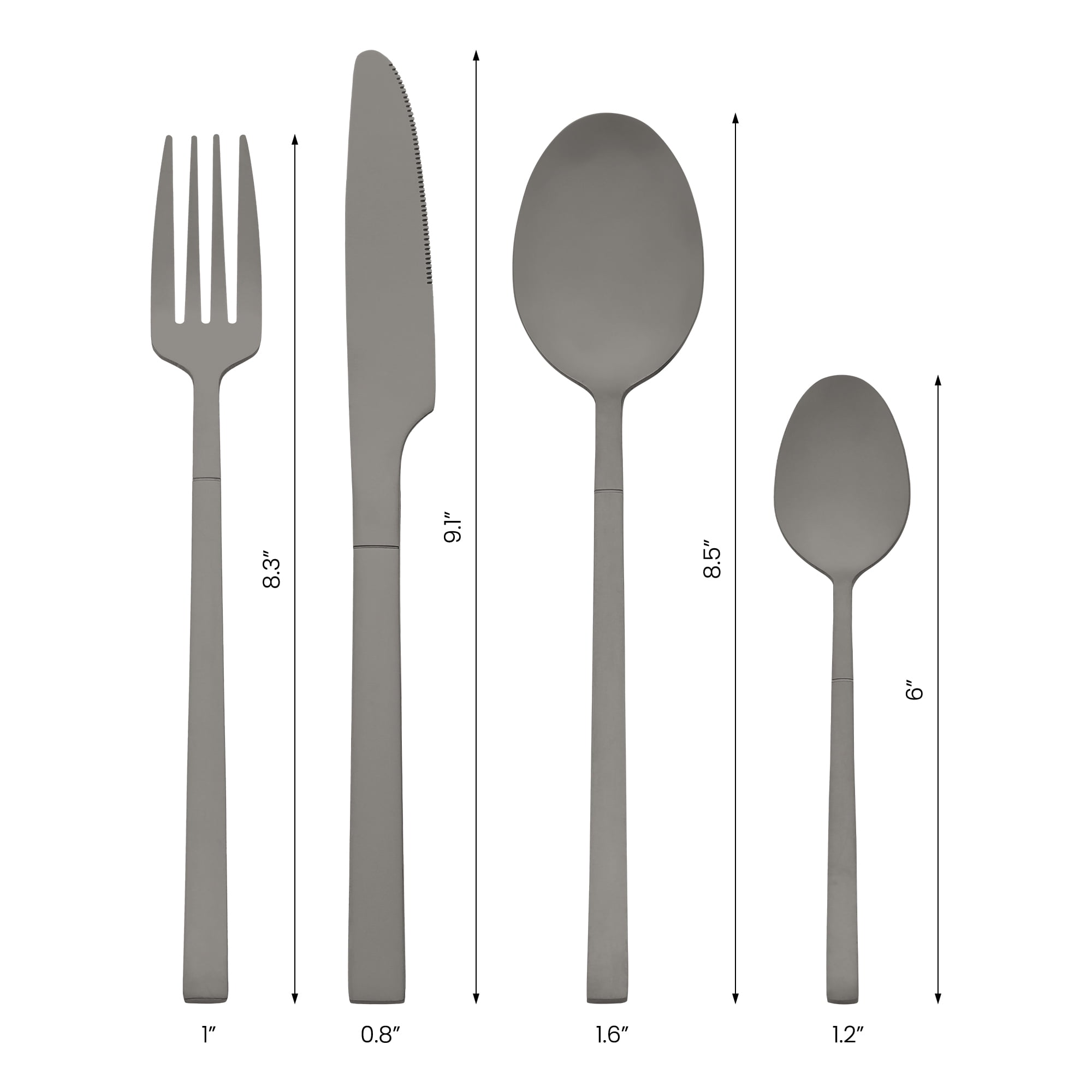 Unique Bargains 24 Piece Silverware Set Stainless Steel Flatware Set for 6 Black