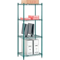 Nexel 4 Shelf Poly-Green Wire Shelving Unit Starter 24""W x 18""D x 54""H