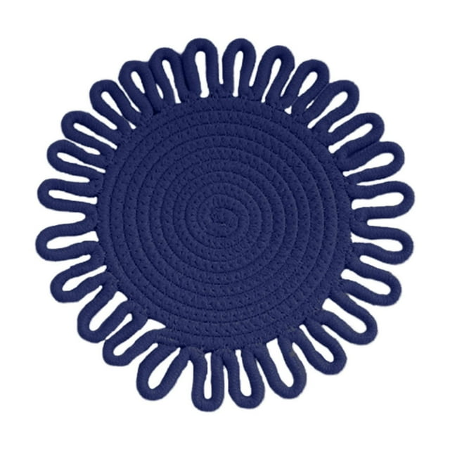 Braided Heat-Resistant Placemat Set - 7"x7" Flower Design Non-Slip Pot Holder | Multi-Purpose Kitchen & Dining Protector (Dishwasher Safe & Synthetic Fiber Construction)