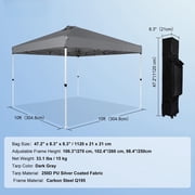 VEVOR Pop Up Canopy Tent, 10 x 10 ft, 250 D PU Silver Coated Tarp, with Portable Roller Bag and 4 Sandbags, Waterproof and Sun Shelter Gazebo