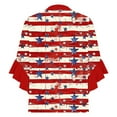 thumbnail image 4 of asdoklhq Red White Blue Shirts Tops Trendy American Flag Shirts Ladies Lace 3/4 Sleeve V-Neck Button Independence Day Printed Multicolor 2X, 4 of 5