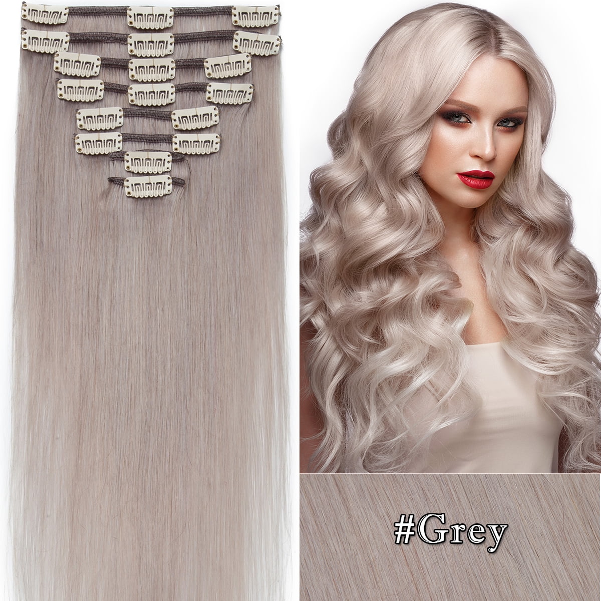 SEGO Clip in Hair Extensions 100% Real Remy Human Hair Full Head Straight Balayage Hair 8-24 inch
