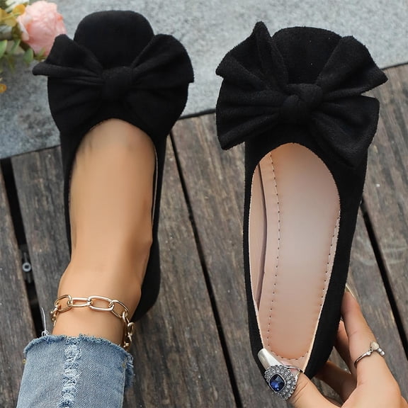 Juslio Shoes Women Casual Suede Loafers Breathable Comfortable Lightweight Slip on Driving Moccasins Bow Flat Shoes