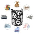 thumbnail image 4 of Fotbe Black White Spooky Ghosts Cesto de Ropa con Asas, Cesto Impermeable de Gran Capacidad, Bolsa de Lavado para Dormitorio, Cesto de Ropa con Ruedas y Asas-Medium, 4 of 6