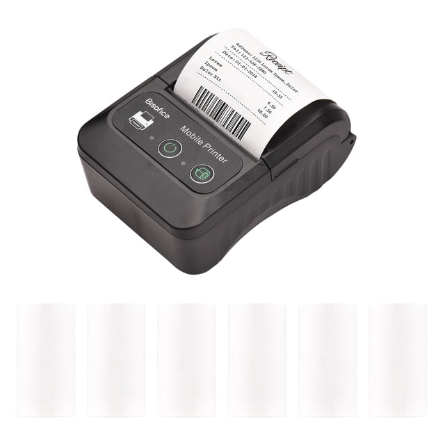 Bisofice Portable 58mm Receipt Thermal Printer 2 inches Mini Mobile Pocket Printers with 6 Thermal
