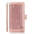 thumbnail image 2 of Allytech Samsung Galaxy S21 Bling Wallet Case for Women,9 Card Holder Flip Kickstand Folio Book Sparkly Protective Leather Magnetic Zipper Wallet Clutch Case with Strap/Money Pocket Glitter Purse Case, 2 of 7