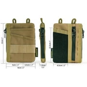 VIPERADE VE18-S Small EDC Pouch, Mini Pocket Organizer Pouch for Men, EDC Pocket Organizer Pouch, 3 Slots with 2 Zipper Pockets, Velcro Pouch Multitool Pouch-khaki