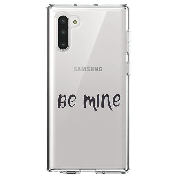 DistinctInk Clear Shockproof Hybrid Case for Samsung Galaxy Note 10 (6.3" Screen) - TPU Bumper Acrylic Back Tempered Glass Screen Protector - Be Mine - Valentine's Day