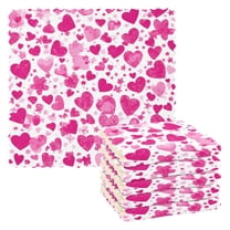 Pink Hearts All over The Screen Kitchen Cloth Dish Towels for Drying Washing Absorbent Dish Rags 6 Pack